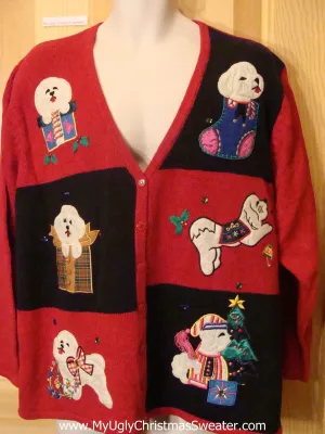 Ugly Christmas Sweater Westie Dog Cardigan Wm Mens XXXL