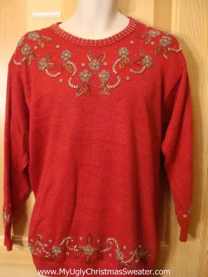 Ugly Retro 80s Glam Bling Pullover Sweater