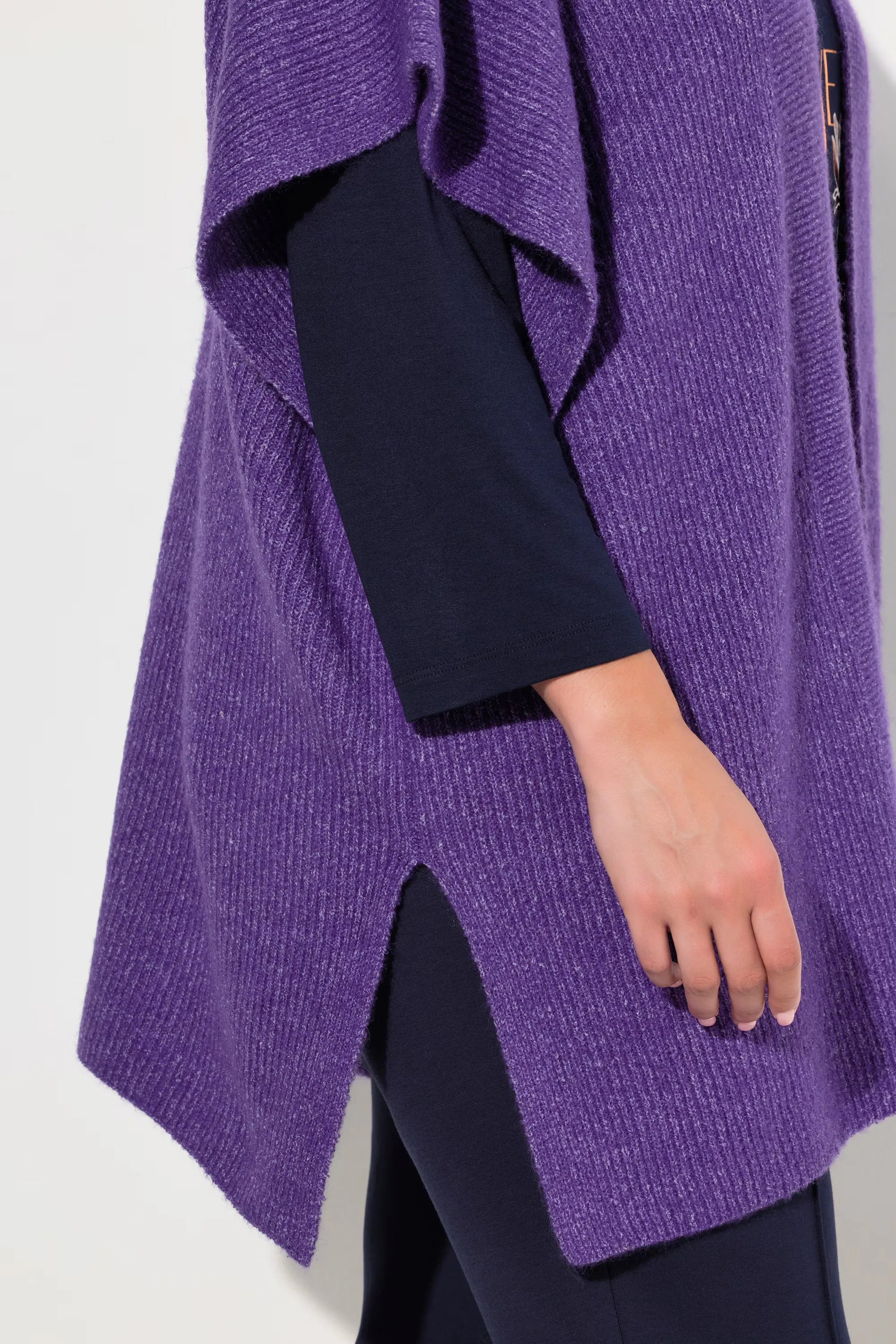 Ulla Popken Ribbed Cardigan in Purple