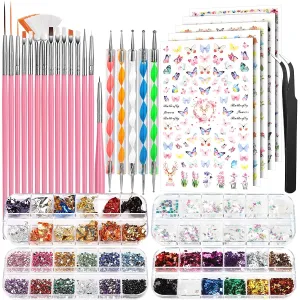 Ultimate Nail Art Master Kit: Brushes, Dotting Tools, Rhinestones & Stickers for Stunning Designs