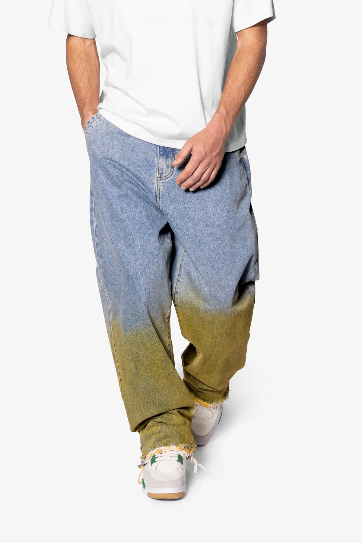 Ultra Baggy Dual Gradient Washed Denim - Blue