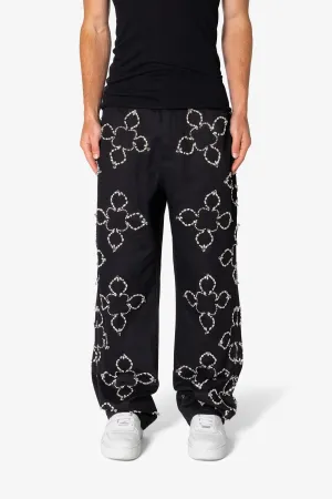 Ultra Baggy Jewel Applique Pants - Black