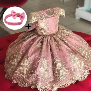 Ultra Elegant Embroidered Flower Girl's Dresses-Ages-12M to 24 Months-Wedding Dresses-Birthday