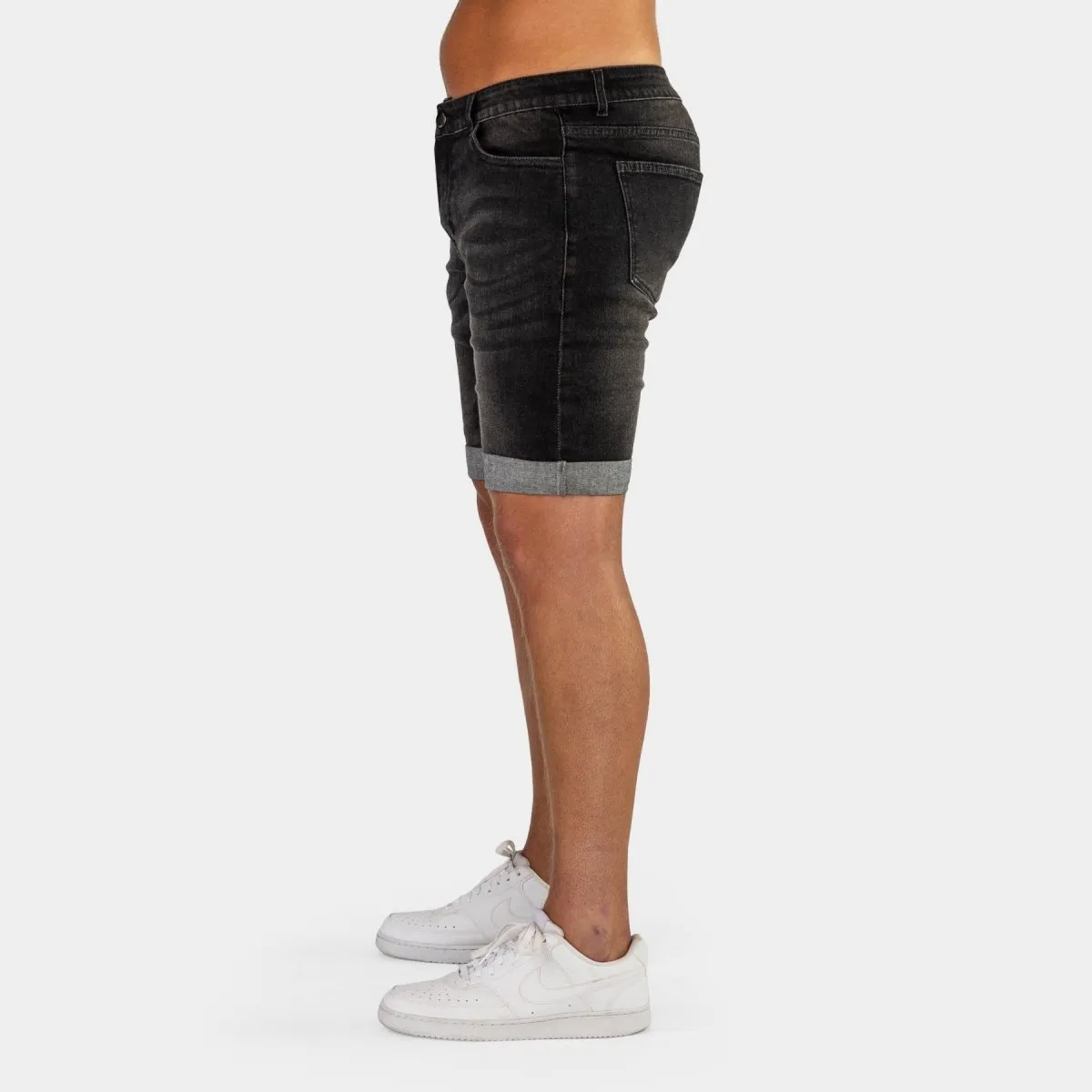 Ultra Stretch Denim Shorts - Black Fade