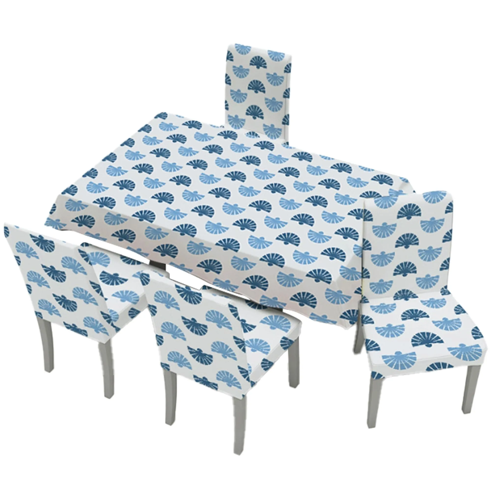 UMAI Dining Table Cloth | Dining Table Cover 4 Seater Cover Set | Water Proof Cloth Dust and Oil Repellent Washable | 4 Chairs 1 Table Cover| Printed Blue