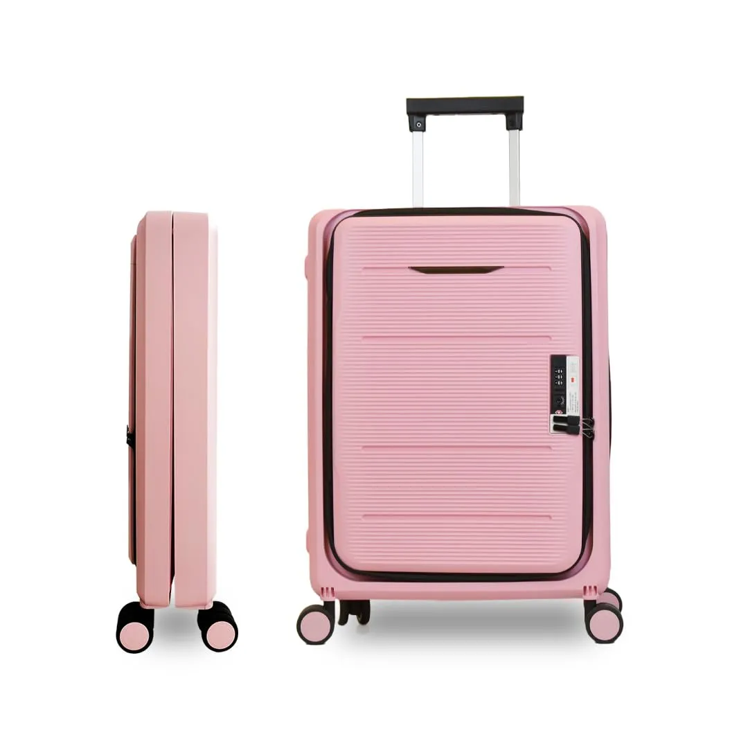 UMAI Plastic Collapsible & Foldable Hardcase Check-In Luggage Bags (24 Inch- 65Cm) Suitcase For Travel Spinner Travel Bag For Unisex Travel Bags For Luggage Tsa Lock Easy-To-Store (Rose Pink)