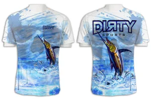 Undead Marlin with Skull FULL - Short Sleeve Polyester Shirt