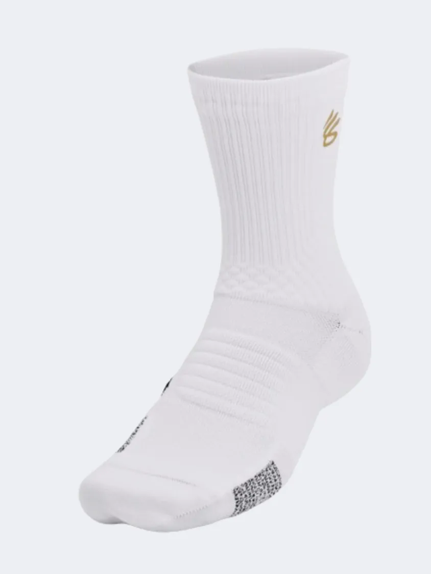 Under Armour Curry Unisex Basketball Sock White/Grey/Gold