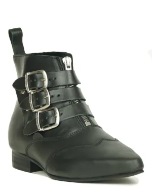 Underground Black Blitz Winklepicker 3 Strap Boot