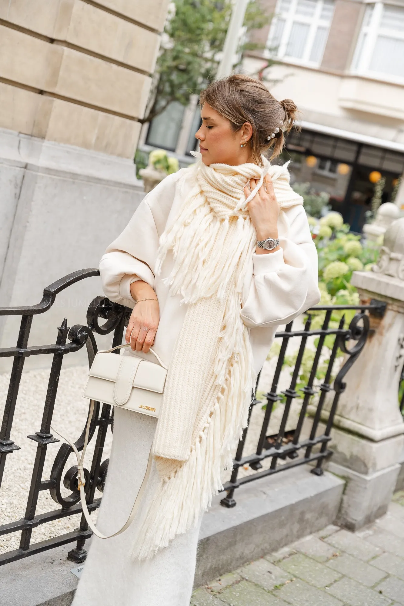 Undine fringes scarf cream