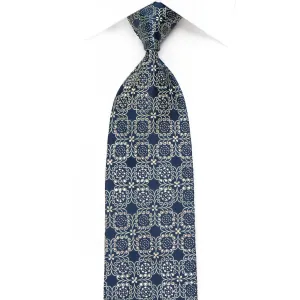 Ungaro Mens Rhinestone Tie Silver Cartouche On Blue With Sparkles