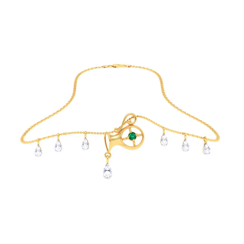 Unique Aquarius Themed 18k Gold And Diamond Necklace From Pc Chandra Online Exclusive Collection