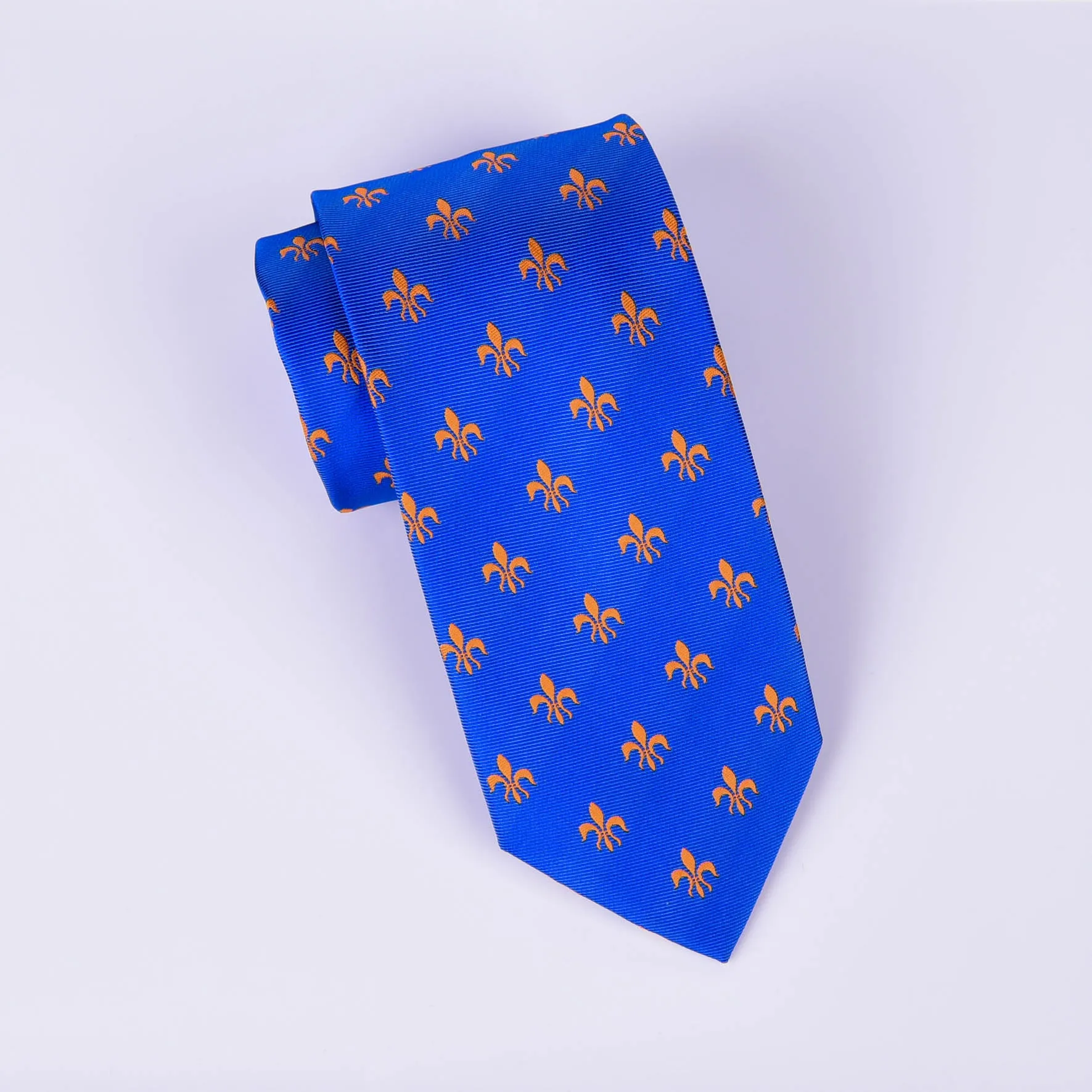 Unique Blue Italian Fleur-De-Lis Designer Tie 8cm Necktie Florentine Accessory