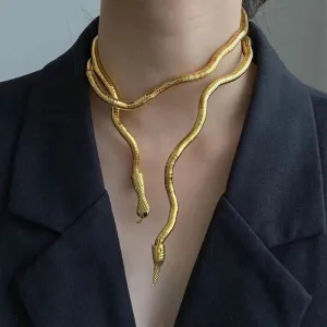 Unique Fashion Snake Shape Flexible Soft Metal Necklaces