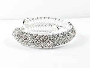 Unique Modern Warp Design Stylish Multi Crystal Row Bar Fashion Bangle