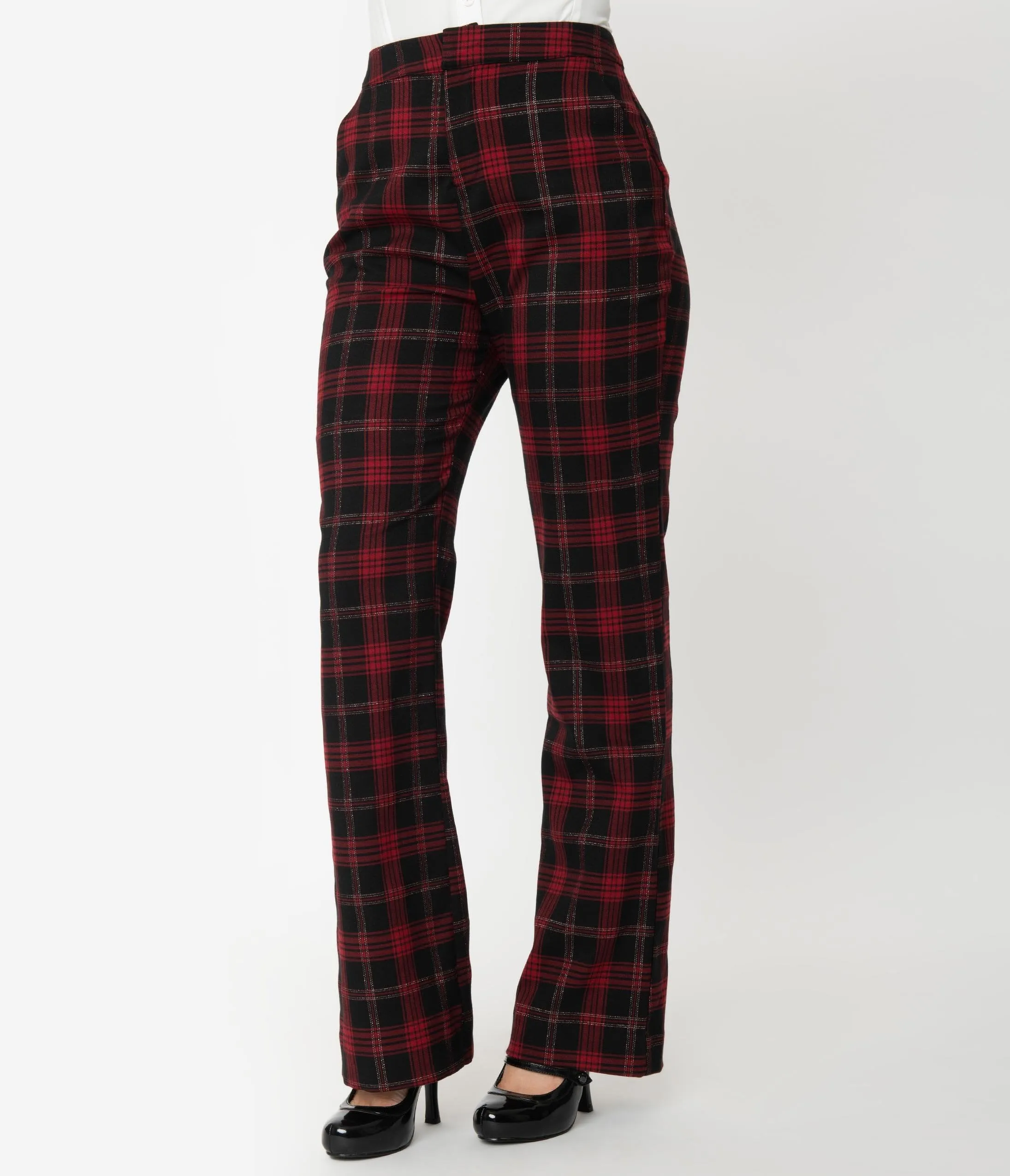 Unique Vintage Black & Red Plaid High Waist Dawn Pants