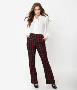 Unique Vintage Black & Red Plaid High Waist Dawn Pants