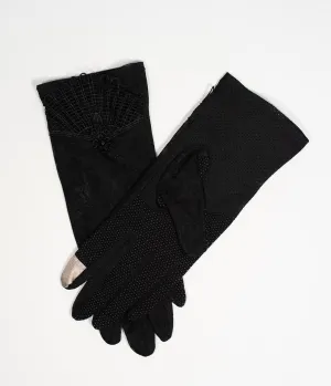 Unique Vintage Black Deco Floral Mesh Wrist Gloves