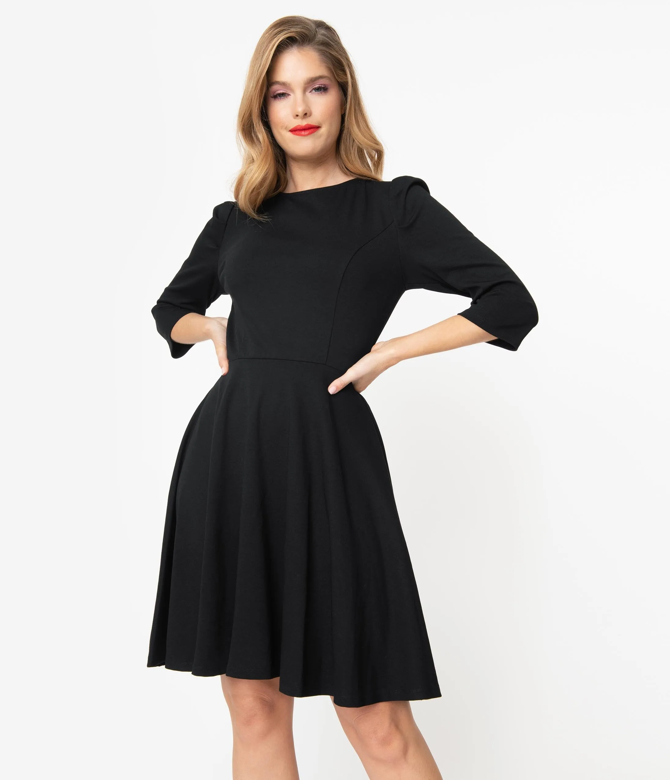 Unique Vintage Black Garber Fit & Flare Dress