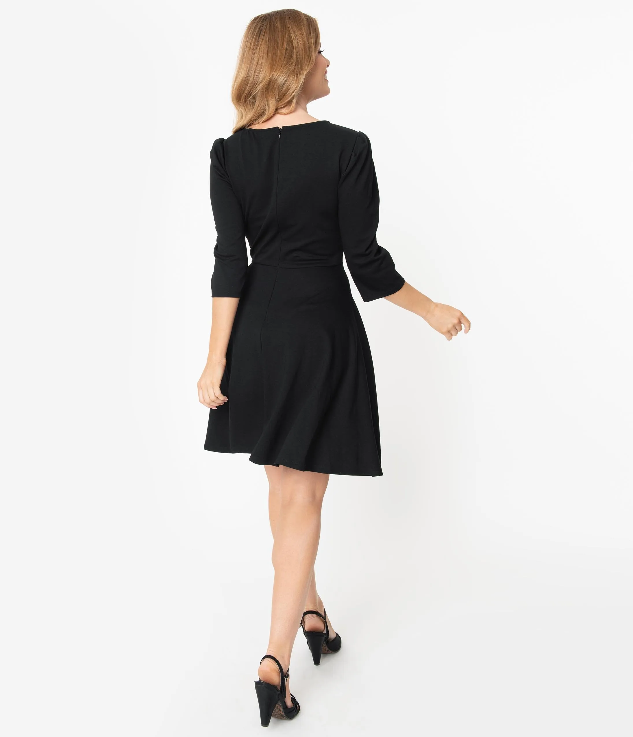 Unique Vintage Black Garber Fit & Flare Dress