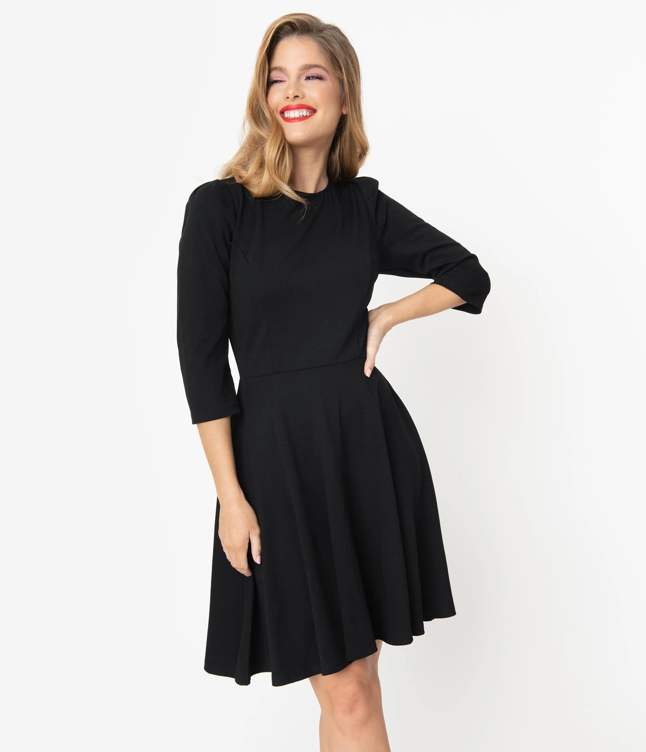 Unique Vintage Black Garber Fit & Flare Dress