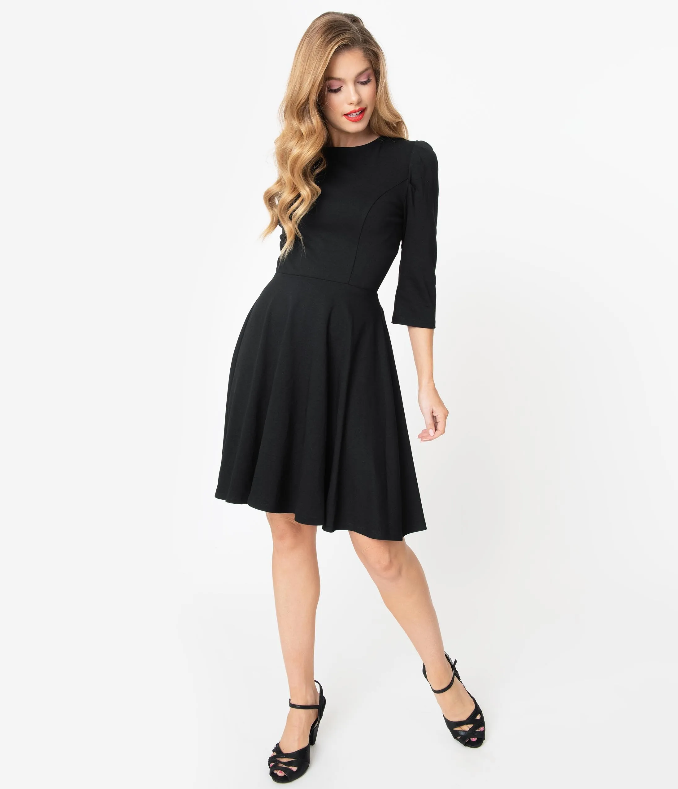 Unique Vintage Black Garber Fit & Flare Dress