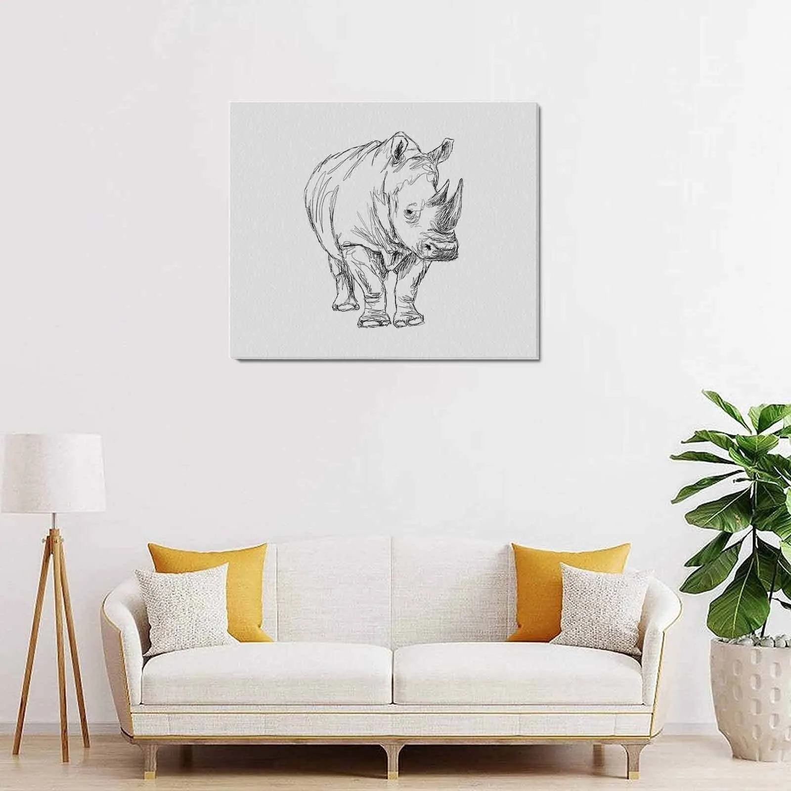 Uniquely You Wall Art / Rhinoceros  Frame Canvas Print 24"x20"