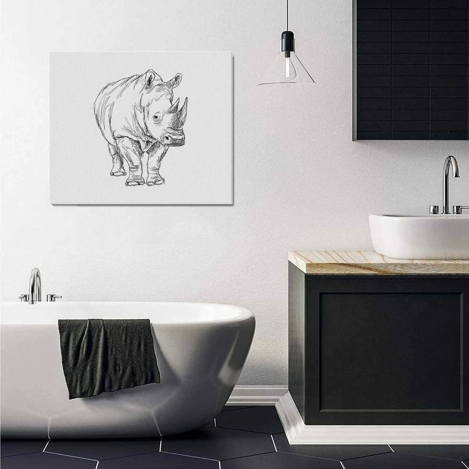 Uniquely You Wall Art / Rhinoceros  Frame Canvas Print 24"x20"