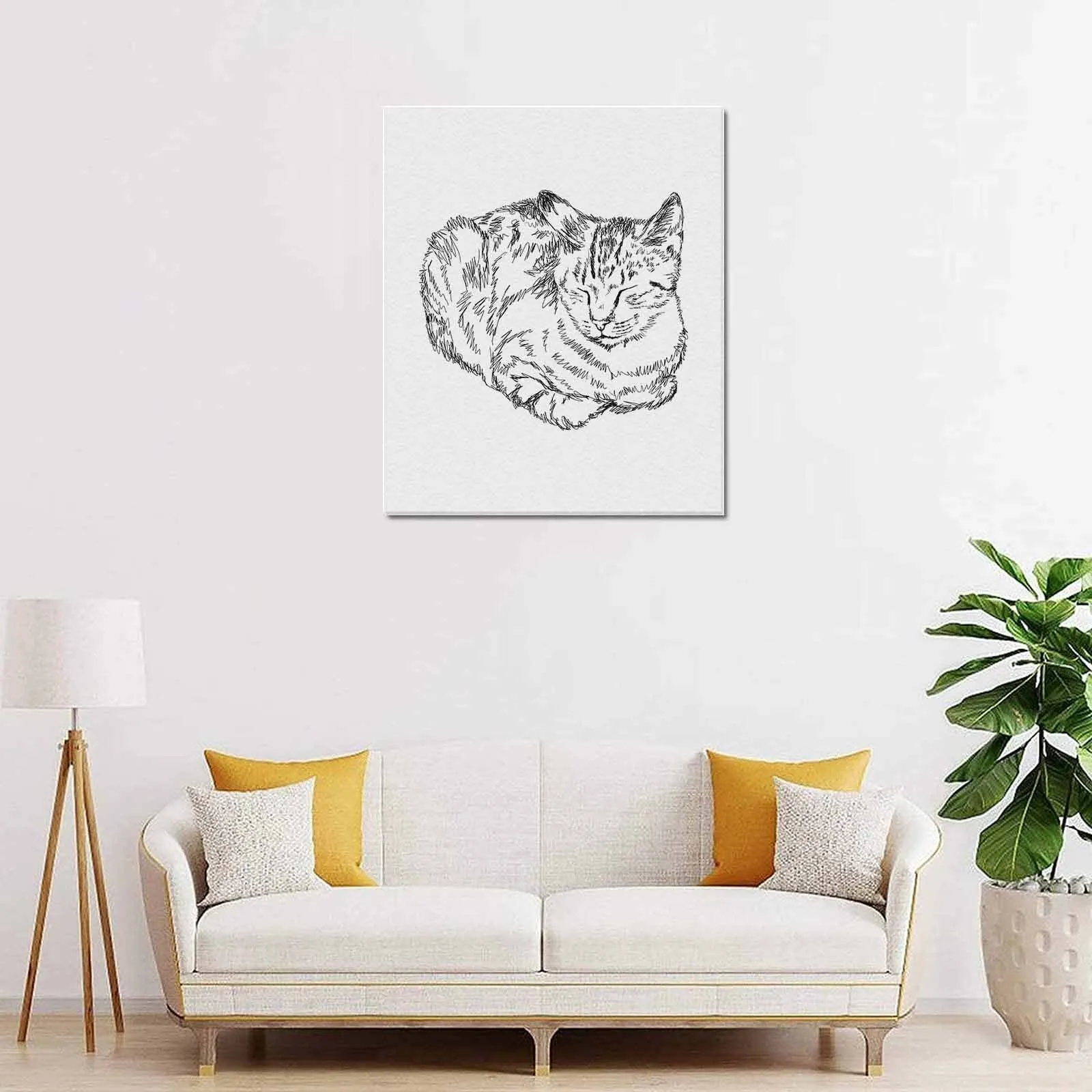 Uniquely You Wall Art / Sleepy Cat  Frame Canvas Print 20"x24"