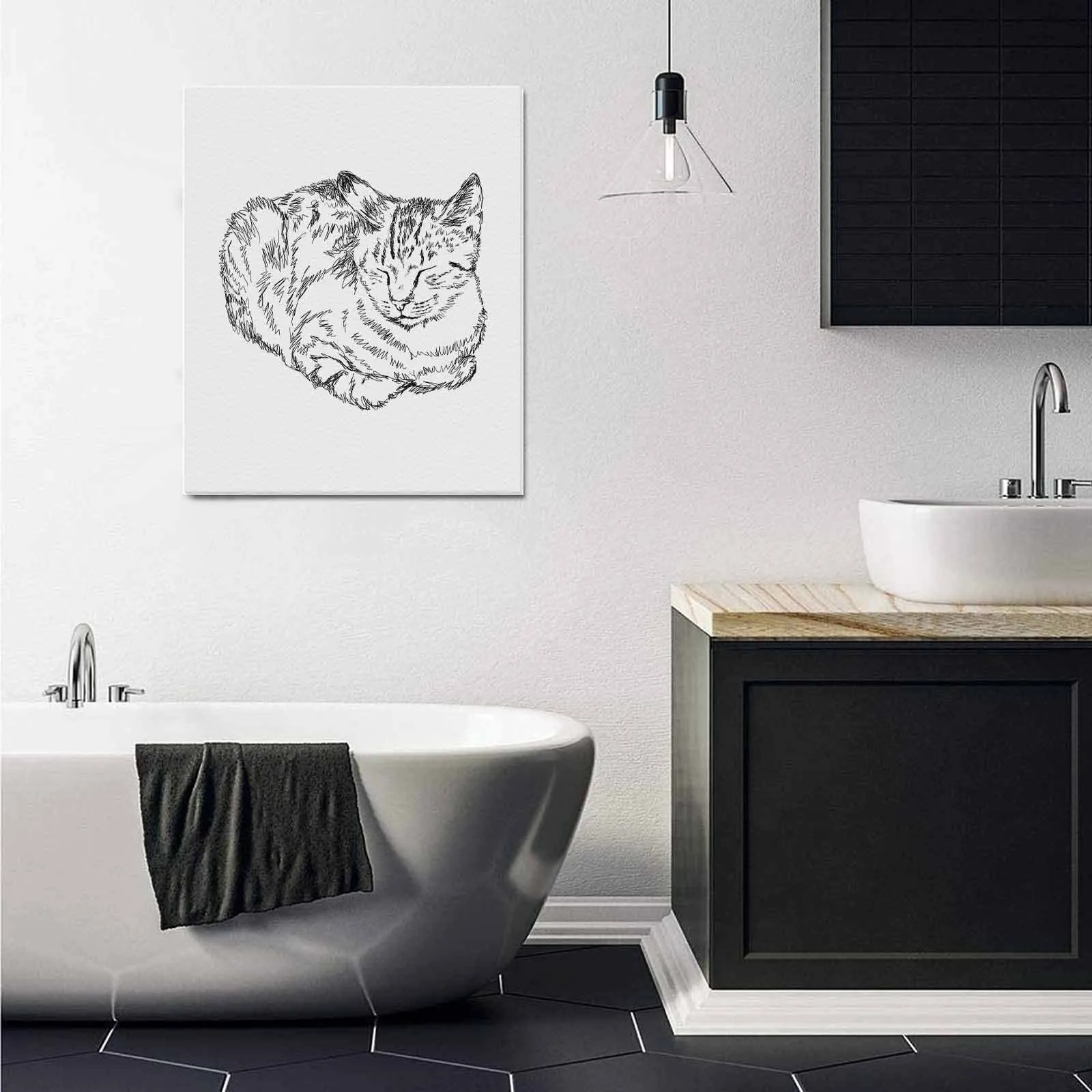 Uniquely You Wall Art / Sleepy Cat  Frame Canvas Print 20"x24"