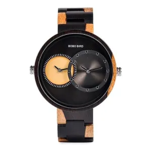 Unisex 2 Time Zone Multi Colour Wooden Watches