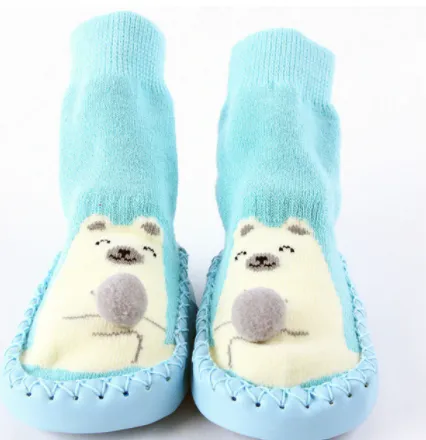 Unisex Baby Cartoon Thick Cotton Winter Sock with Rubber Soles