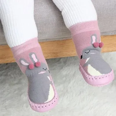 Unisex Baby Cartoon Thick Cotton Winter Sock with Rubber Soles