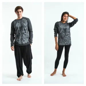 Unisex Batman Ganesh Long Sleeve T-Shirt in Silver on Black