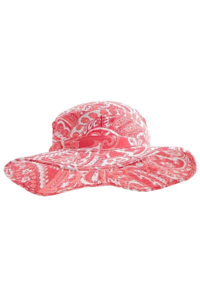 Unisex Brighton Chlorine Resistant Bucket Hat  |  Radiant Coral Summertime Paisley