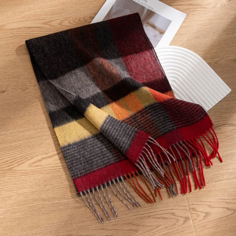 Unisex Color-Blocked Design Cashmere Scarf