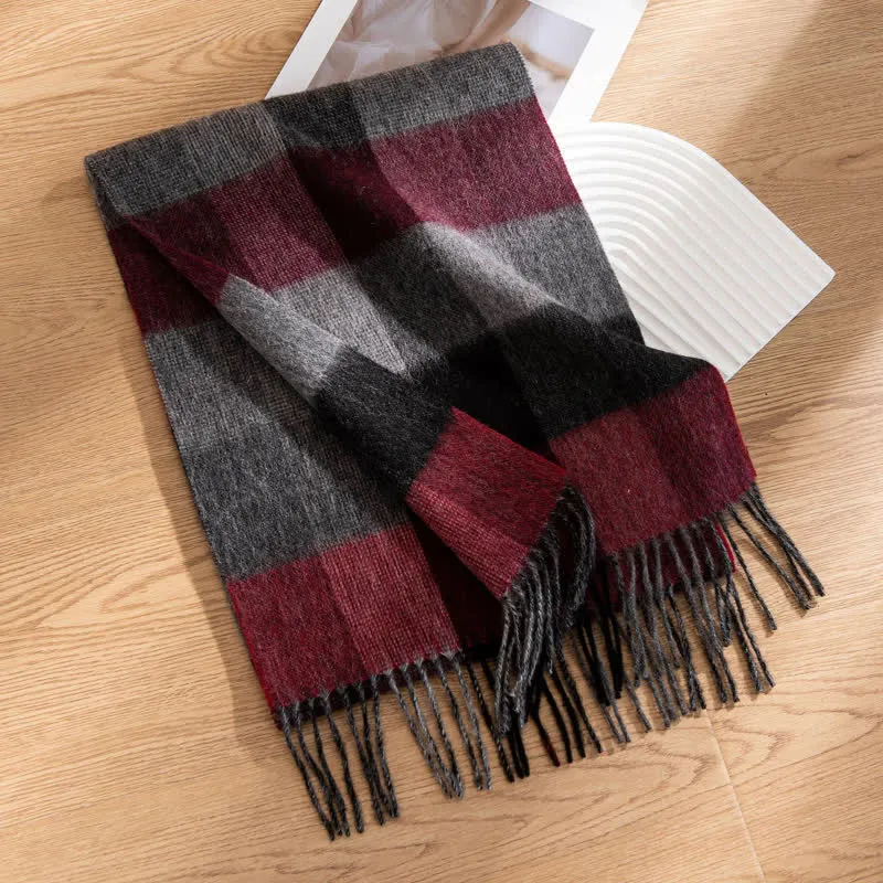 Unisex Color-Blocked Design Cashmere Scarf