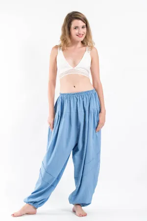 Unisex Genie Cotton Harem Pants in Light Blue