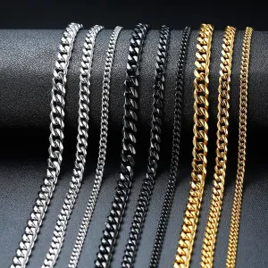 Unisex Handmade Vintage Stainless Steel Solid Metal Diamond Cuban Link Chain