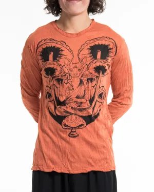 Unisex Spiritual Shroom Cat Long Sleeve Shirt in Orange