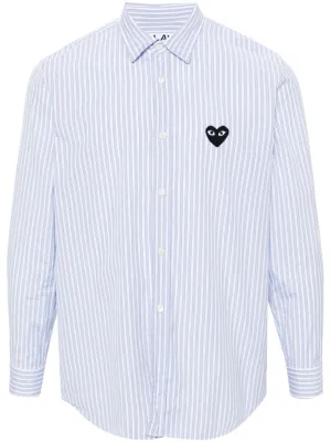 Unisex Striped Shirt Black Heart - Light Blue