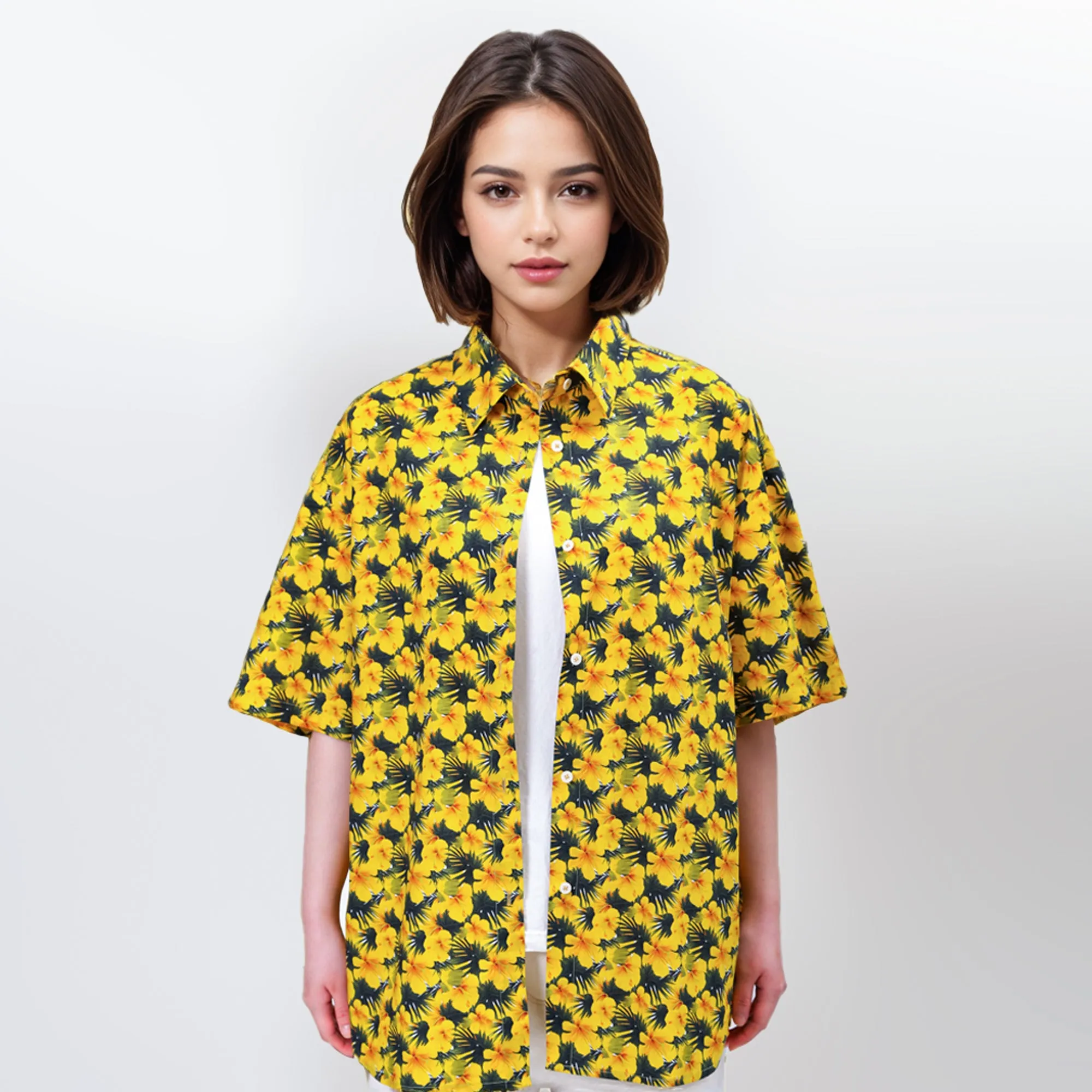 Unisex - Summer Flower Button Up Adult Shirt