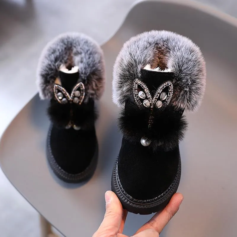 Unisex Winter Soft Bottom Plush Faux Fur Comfy Boots For Kids