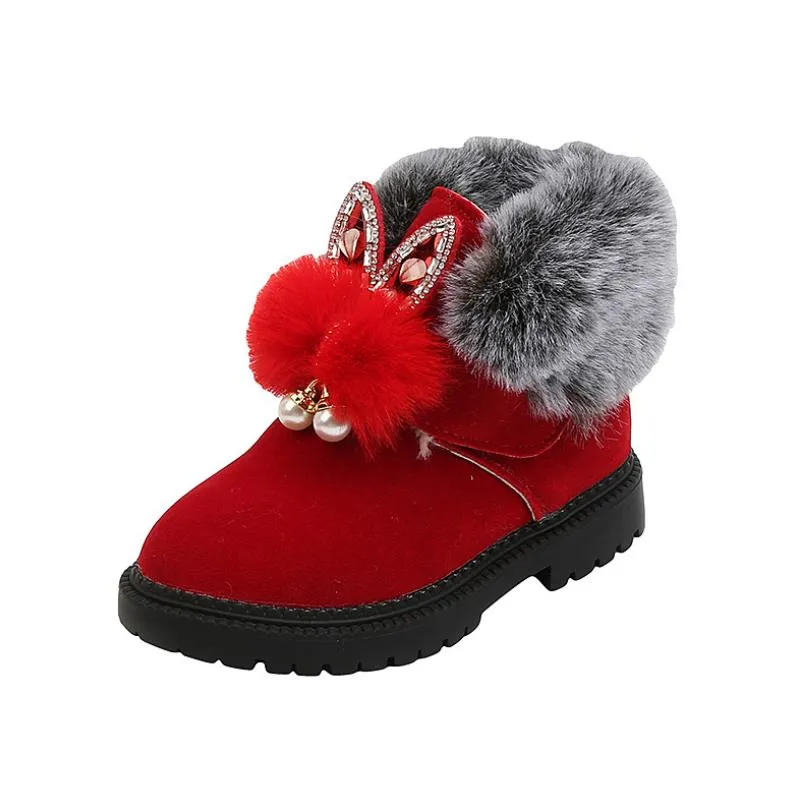 Unisex Winter Soft Bottom Plush Faux Fur Comfy Boots For Kids