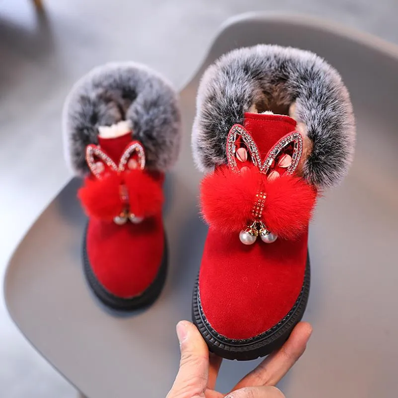 Unisex Winter Soft Bottom Plush Faux Fur Comfy Boots For Kids