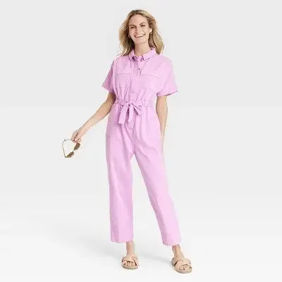 Universal Thread Women's Short Sleeve Boilersuit Relaxed Leg Casual Jumpsuit