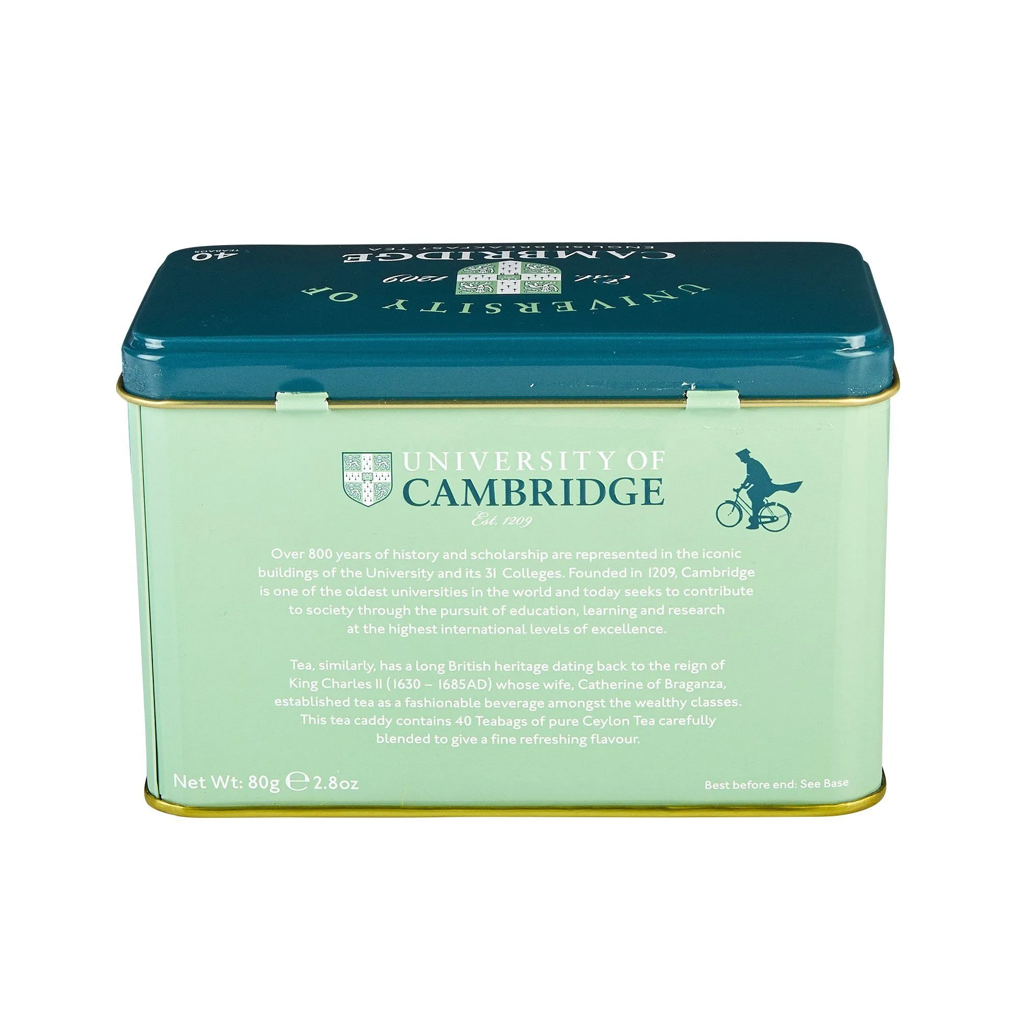 University Of Cambridge Tea Tin with 40 English Breakfast Teabags