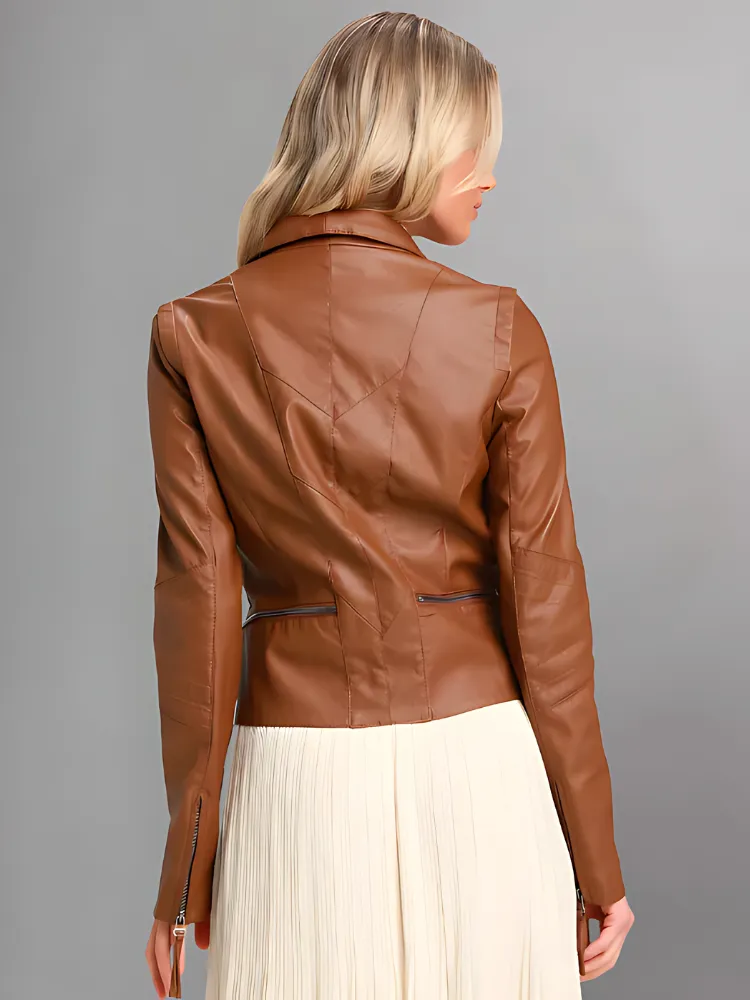 Up on a Tuesday Camel Vegan Leather Jacket for Women