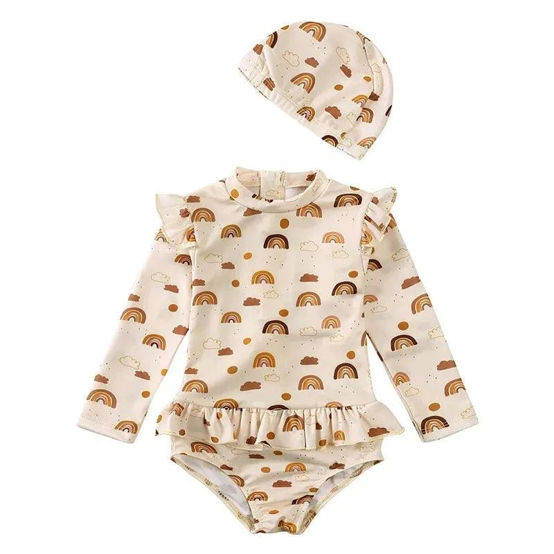 UPF50  Long Sleeve One Piece Swimwear with Hat