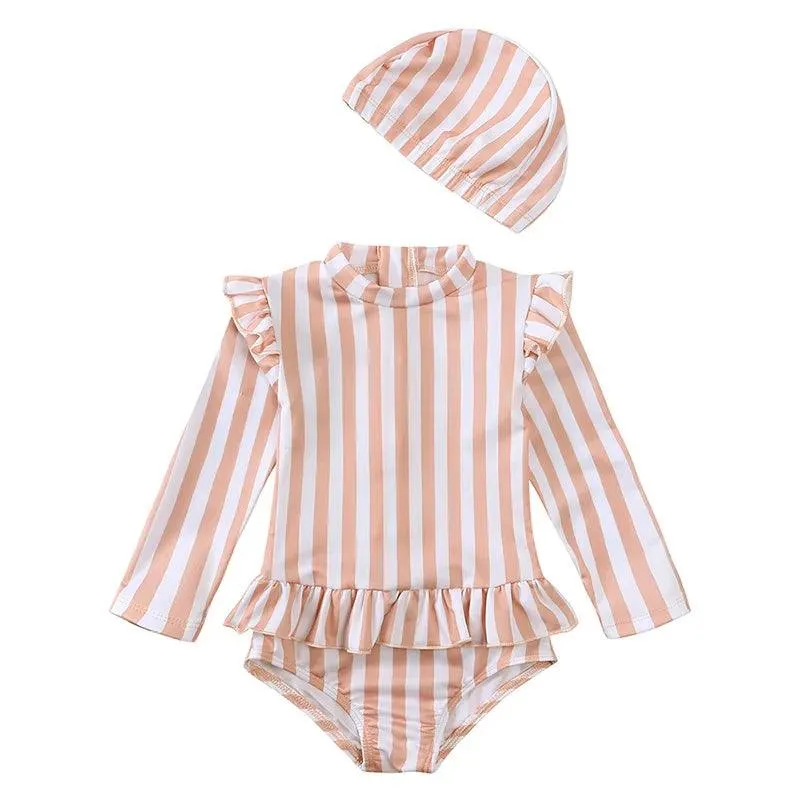 UPF50  Long Sleeve One Piece Swimwear with Hat